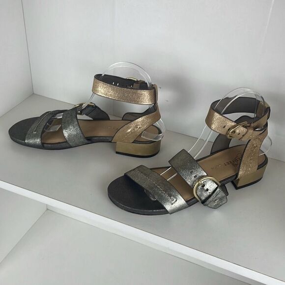Naked Feet Zeke Women's Sandals Pewter Gold 8.5 - Picture 1 of 10